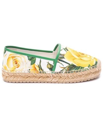 Dolce & Gabbana `Flower Power` Print Wedge Espadrilles - Yellow