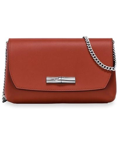 Longchamp `Roseau Box` Small Clutch Bag - Red