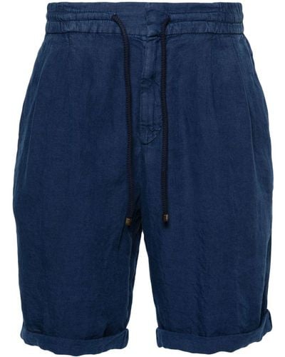 Brunello Cucinelli Drawstring Linen Shorts - Blue
