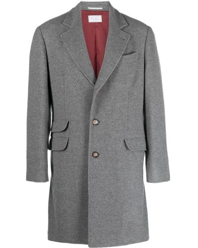 Brunello Cucinelli Button-down Single-breasted Coat - Grey