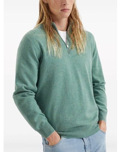 Brunello Cucinelli Turtle-Neck Sweater With Zipper - Verde