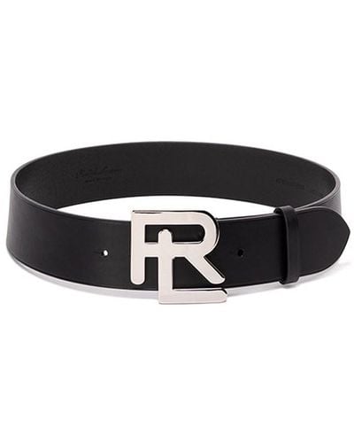 Ralph Lauren `rl Vachetta` Leather Wide Belt - Black