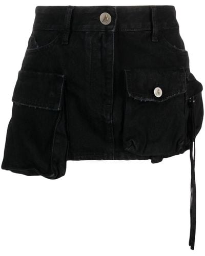 The Attico Fay Cargo Denim Mini Skirt - Black