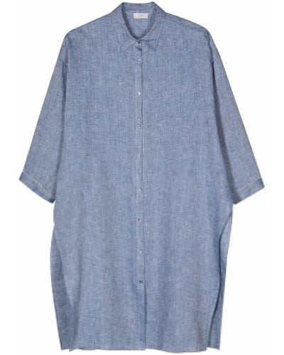 Peserico Bead-detail Linen Shirt - Blue