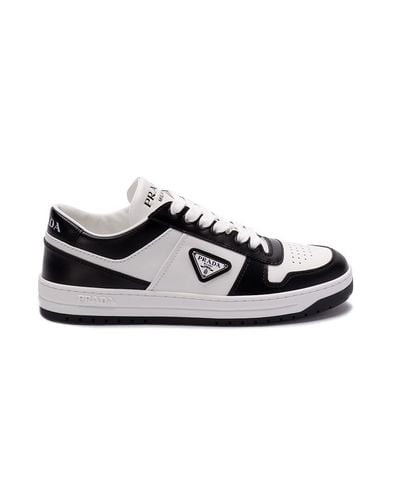 Prada `Downtown` Leather Sneakers - White