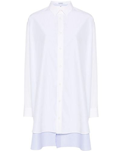 Loewe Cotton And Silk Blend Shirt Dress - White