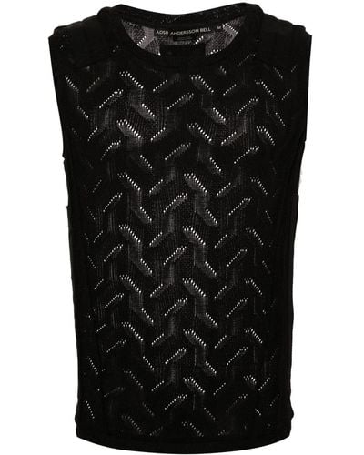 ANDERSSON BELL `Waden Military` Sleeveless Top - Black