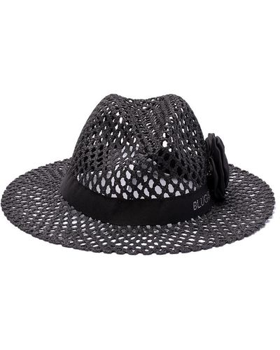 Blugirl Blumarine Panama Hat With Rose - Black