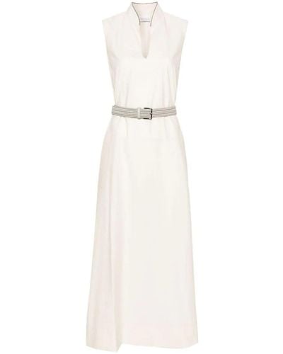 Brunello Cucinelli Belted Maxi Dress - White