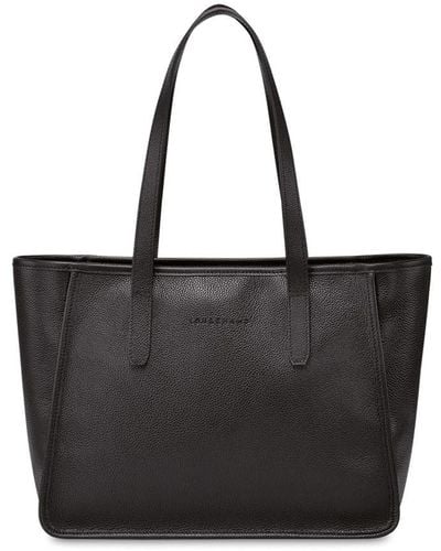 Longchamp `Le Foulonné` Large Tote Bag - Black