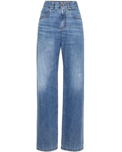 Brunello Cucinelli High-Waisted Cotton Jeans - Blue