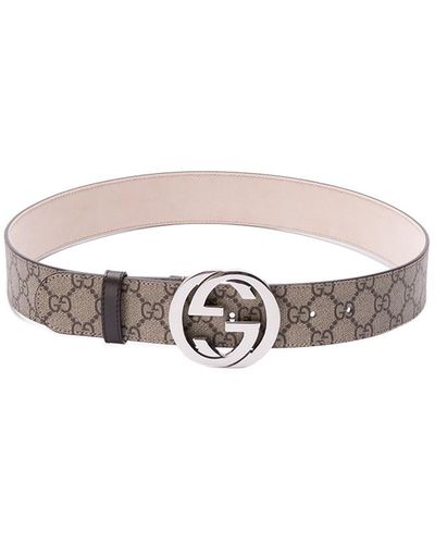 Gucci `Gg Supreme` Belt With `G` Buckle - White