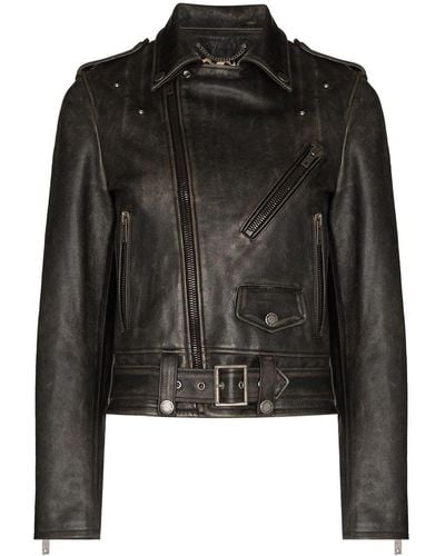 Golden Goose Distressed-effect Leather Biker Jacket - Black