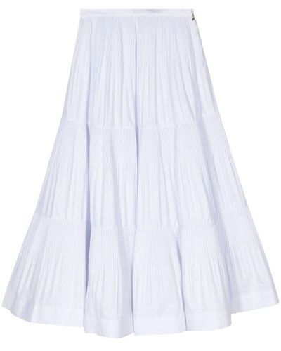 Patrizia Pepe Pleated Tiered Midi Skirt - White