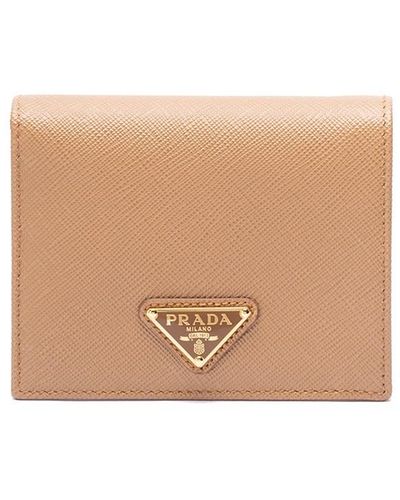 Prada Small Saffiano Leather Wallet - Natural