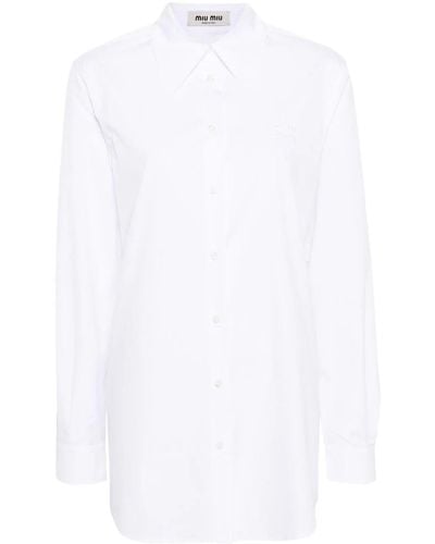 Miu Miu Oversize-collar Cotton Shirt - White