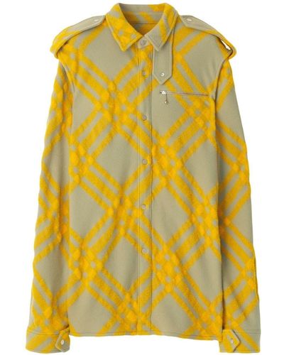 Burberry Check-pattern Wool-blend Shirt - Yellow