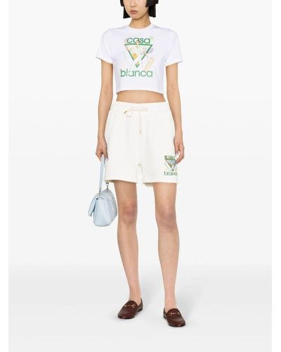 Casablancabrand `Le Jeu` Embroidered Shorts - Bianco