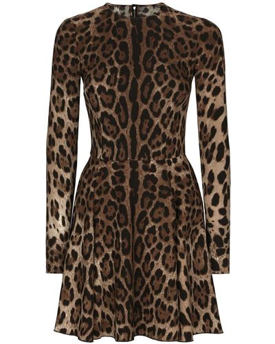 Dolce & Gabbana Leopard-print Short Dress - Brown