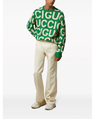 Gucci Maglione In Lana Con Intarsio - Verde
