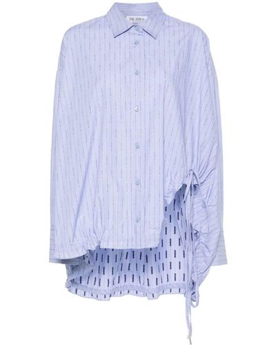 The Attico Striped Shirt With Print - Blue
