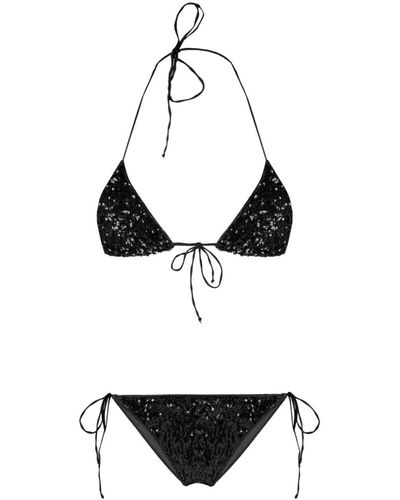 Oséree Self-Tie Bikini Set Embellished With Sequins - White