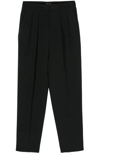 Giorgio Armani Dart-Detailing Tapered Trousers - Black