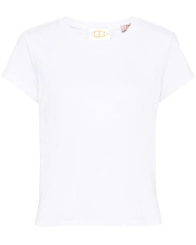 Twin Set Cut-Out Back T-Shirt With Logo - White