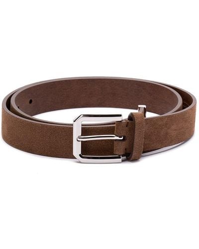 Brunello Cucinelli Belt With Square Buckle And Tip - Brown