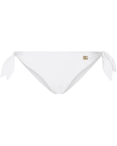 Dolce & Gabbana Logo-plaque Bikini Bottom - White