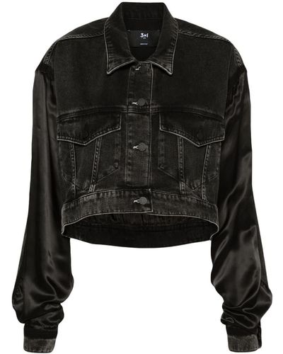 3x1 `Gina` Denim Bomber Jacket - Black