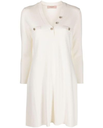 Twin Set Knit Mini Dress - White