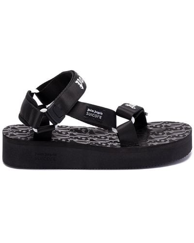 Palm Angels Suicoke Depa Logo-print Webbing-trimmed Rubber Sandals - Black
