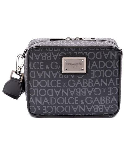 Dolce & Gabbana Coated Jacquard Messenger Bag - Black