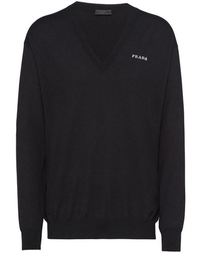 Prada Cashmere V-neck Sweater - Black