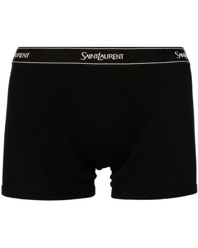Saint Laurent Logo-waistband Fine-ribbed Boxers - Black