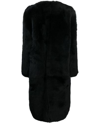 Petar Petrov Cappotto Lungo Shearling Relaxed Fit - Nero