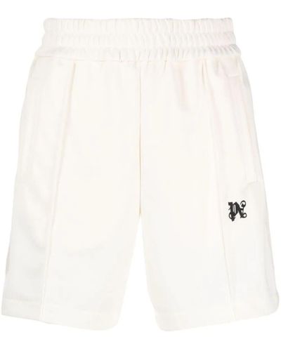 Palm Angels Monogram-embroidered Track Shorts - White