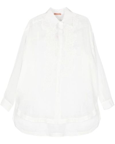 Ermanno Scervino Floral-Embroidery Poplin Shirt - White