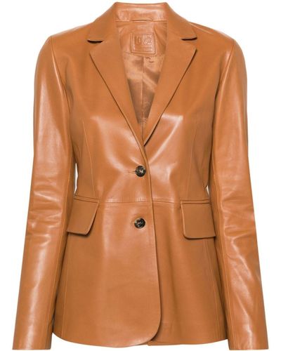 DESA NINETEENSEVENTYTWO Leather Blazer Jacket - Brown