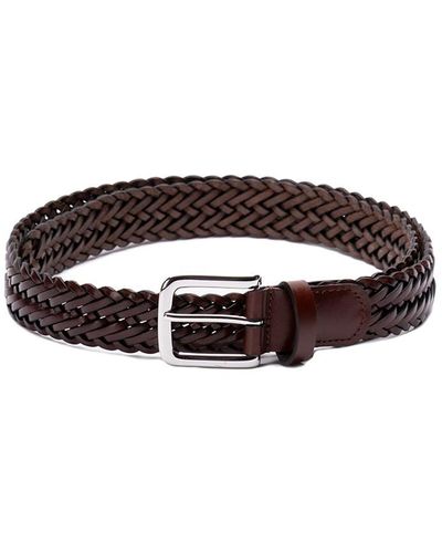 Anderson's Narrow Woven Leather Casual Belt - White