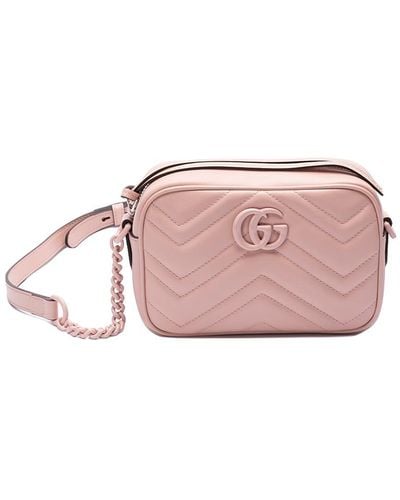 Gucci `Gg Marmont` Shoulder Bag - Pink