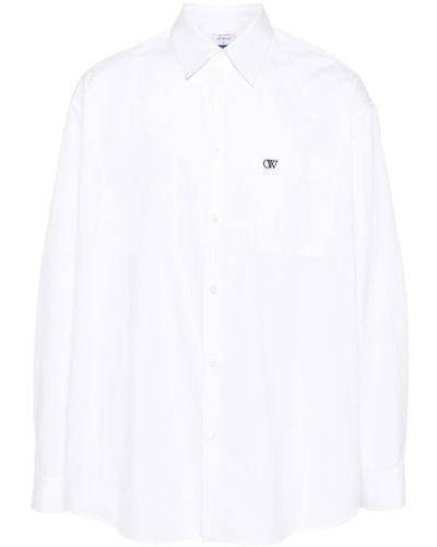 Off-White c/o Virgil Abloh Logo-embroidered Cotton Shirt - White