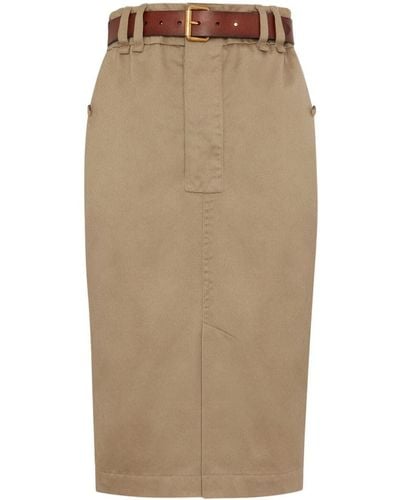 Saint Laurent Cotton Pencil Skirt - Natural