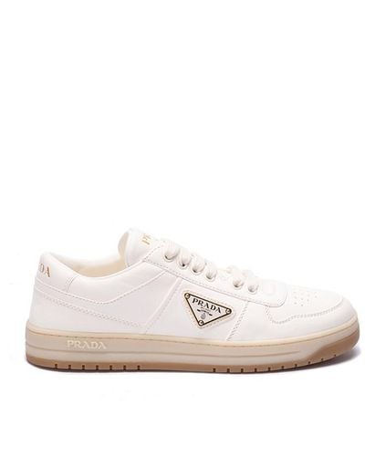 Prada Downtown Leather Sneakers - Natural