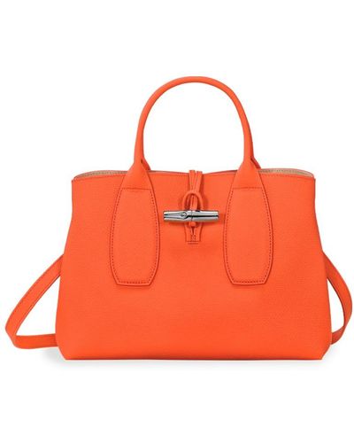 Longchamp `roseau` Medium Handbag - Orange