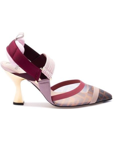 Fendi `colibrì Ff` Print High Heel Slingbacks - Pink