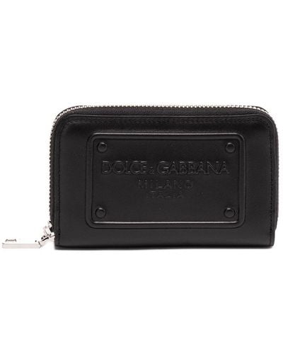 Dolce & Gabbana Small Zip-Around Wallet With Raised Logo - Black