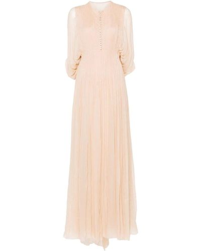 Ermanno Scervino Sheer Pintuck Maxi Dress - Natural