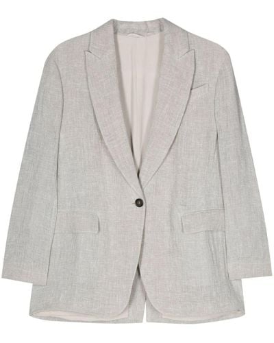 Brunello Cucinelli Intertwined Linen-blend Blazer - Gray